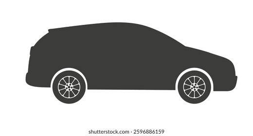 Crossover black silhouette. Abstract car side view. Vector illustration isolated on white background