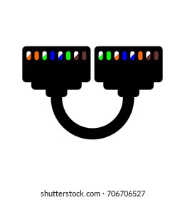 Crossover cable icon ,black sign design with color element