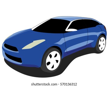 Crossover car blue realistic vector illustration isolated