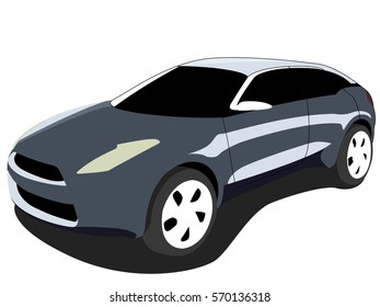 Crossover car grey realistic vector illustration isolated