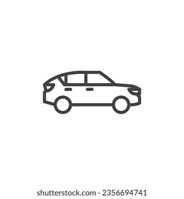 Crossover Auto-Linie Symbol. lineares Stilzeichen für mobiles Konzept und Webdesign. Geländegängige Autoseite mit Vektorsymbol. Symbol, Logo-Abbildung. Vektorgrafik