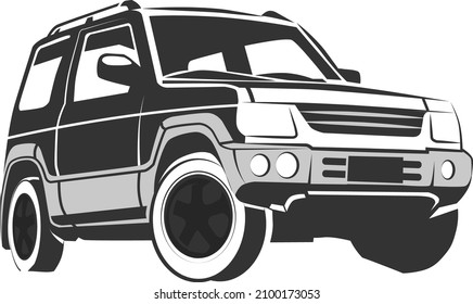 Crossover car logo. Big powerful vehicle symbol