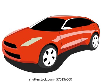 Crossover car orange realistic vector illustration isolated