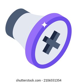 Altavoz cruzado, icono isométrico silencioso

