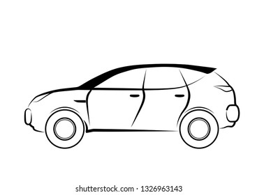 Crossover suv - isolated outline car icon