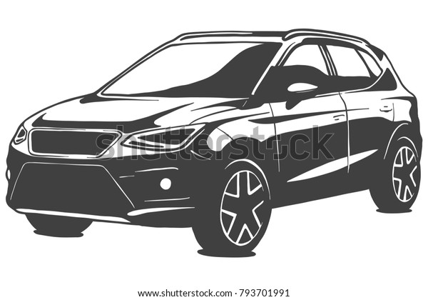 Crossover vector black illustration\
isolated on white background. Hand drawn\
illustration.