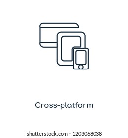 Cross-platform concept line icon. Linear Cross-platform concept outline symbol design. This simple element illustration can be used for web and mobile UI/UX.