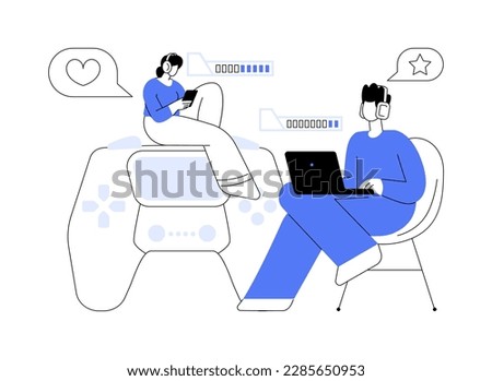 Cross-platform play abstract concept vector illustration. Remote games play, cross-platform online multiplayer, support any console, universal video game, all platform access abstract metaphor.