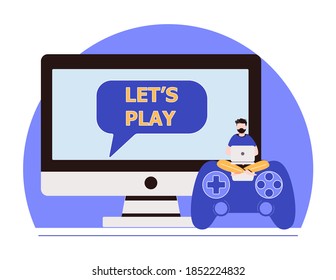Cross-platform play, cross-play, cross-platform gaming on different video game hardware concept. Vector isolated concept illustration with tiny people and floral elements. Hero image for website.