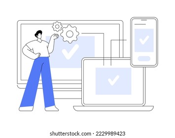 Cross-platform software abstract concept vector illustration. Multi-platform software, cross-platform program, platform-independent, application development, operating system abstract metaphor.