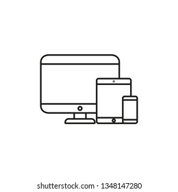 Cross-platform software icon. Modern vector illustration. 3 types of devices. Three types of gadgets. Cross platform symbol.