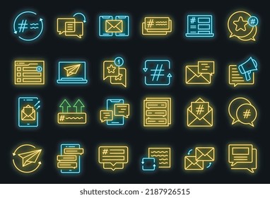 Cross-posting icons set outline vector. Cross selling. Social media