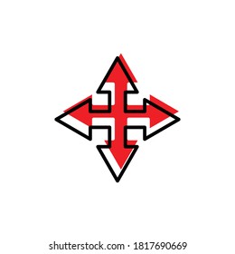 Icono plano de flecha de cruce. vector de plantilla de diseño