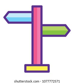 
Crossroad blank signpost flat icon vector 
