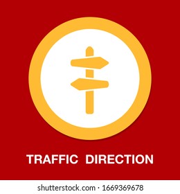 icono de dirección cruzada - símbolo de señal de carretera vectorial - flechas direccionales