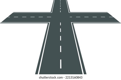 Crossroad icon. Asphalt speed path. Highway road