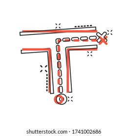 Crossroad icon in comic style. Road direction navigation cartoon vector illustration on white isolated background. Locate pin position splash effect business concept.