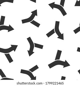 Crossroad icon in flat style. Road direction navigation vector illustration on white isolated background. Locate pin position seamless pattern business concept.