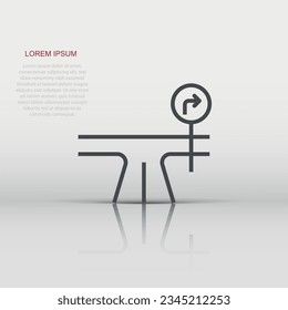 Crossroad icon in flat style. Road direction navigation vector illustration on white isolated background. Locate pin position business concept.