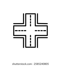 crossroad Icon Flat vector set outline