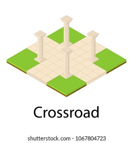 Crossroad icon. Isometric illustration of crossroad vector icon for web