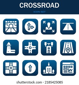 crossroad icon set. Vector  illustrations related with Road, Traffic signal and Decision making