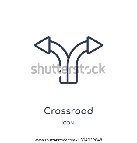 crossroad icon from user interface outline collection. Thin line crossroad icon isolated on white background.