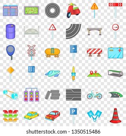 Crossroad icons set. Cartoon of 36 crossroad ector icons for web for any design
