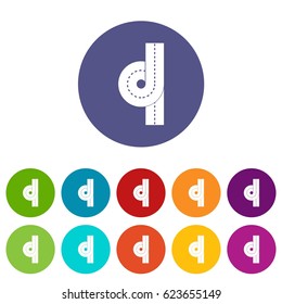 Crossroad icons set in circle isolated flat vector illustration