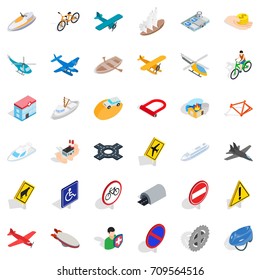 Crossroad icons set. Isometric style of 36 crossroad vector icons for web isolated on white background