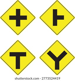 crossroad, intersection, side street traffic sign vector graphics