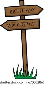 Crossroad of life with choice of wrong or right way. If you need own text, you can use vector file and delete this original.