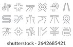 Crossroad line icon. Junction of two roads with turn direction signs, street and highway crossroads intersection. Urban map element vector illustration.