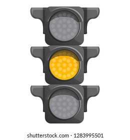 Crossroad semaphore yellow light icon. Cartoon of crossroad semaphore yellow light vector icon for web design isolated on white background