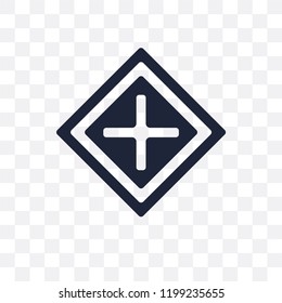 Crossroad sign transparent icon. Crossroad sign symbol design from Traffic signs collection. Simple element vector illustration on transparent background.
