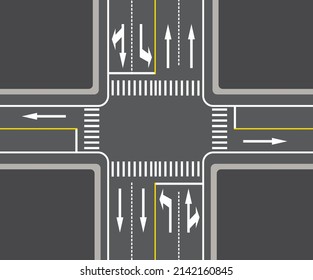 Crossroad top view. vector illustration