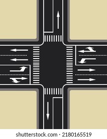 Draufsicht über die Straße. Vektorgrafik