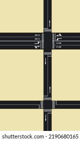 Crossroad top view. vector illustration