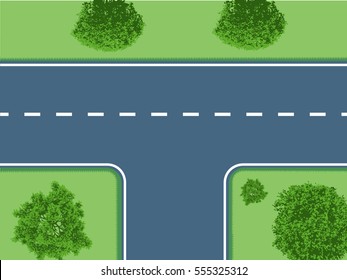 Crossroad - top view - vector illustration