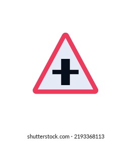 Icono plano de señalización de tráfico cruzado, pictograma colorido aislado en blanco. Símbolo, ilustración del logotipo. Diseño de estilo plano