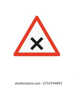 Señal de tráfico de cruce que indica una intersección donde las carreteras se encuentran. Se utiliza para alertar a los conductores, mejorar la seguridad vial y guiar el flujo de tráfico en las calles urbanas y los cruces de carreteras.