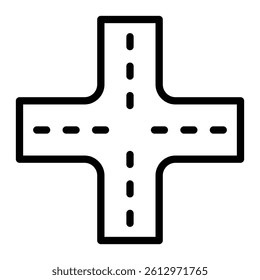 Crossroad Vector Line Icon Design