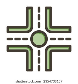 Icono De Colores Llenos De La Línea Gruesa Del Vector Crossroad Para Uso Personal Y Comercial.
