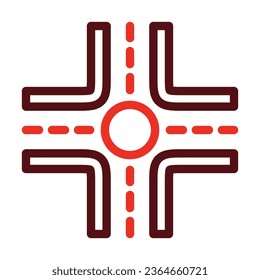 Crossroad Vector Thick Line Two Color Icons For Personal And Commercial Use.
