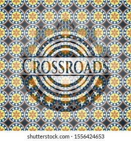 Crossroads arabesque emblem background. arabic decoration.