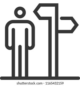 Crossroads, bold line stick figure icon. The illustration is vector, editable stroke, 48x48 pixel perfect. Crafted with precision and eye for quality.