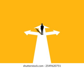 Crossroads, Businessman decides on a path, Career road vector