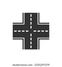 The crossroads icon. Crossway and crossing, intersection, road, route symbol. Flat Vector illustration