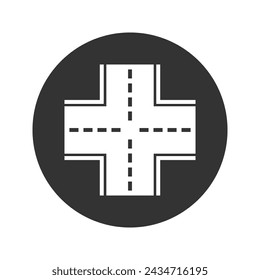 Das Symbol Kreuzungspunkte. Kreuzung und Kreuzung, Kreuzung, Straße, Routensymbol. Flache Vektordarstellung
