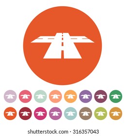 The crossroads icon. Crossway and crossing, intersection, road,  route symbol. Flat Vector illustration. Button Set